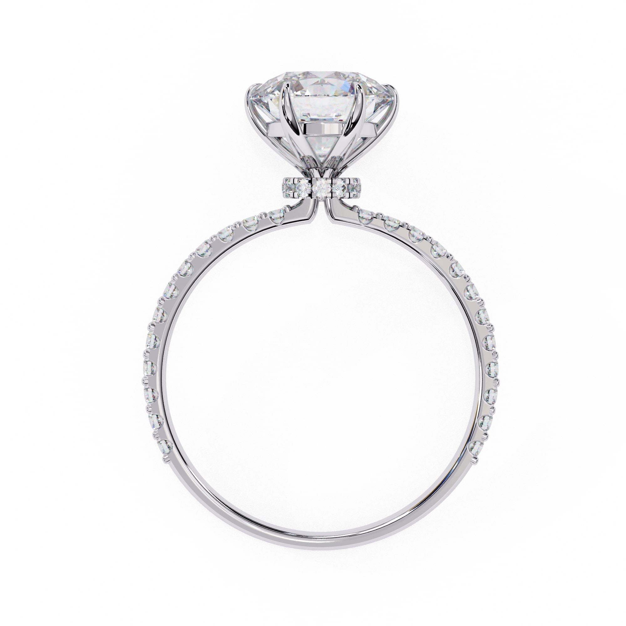 Round Diamond Solitaire Accent Engagement Ring