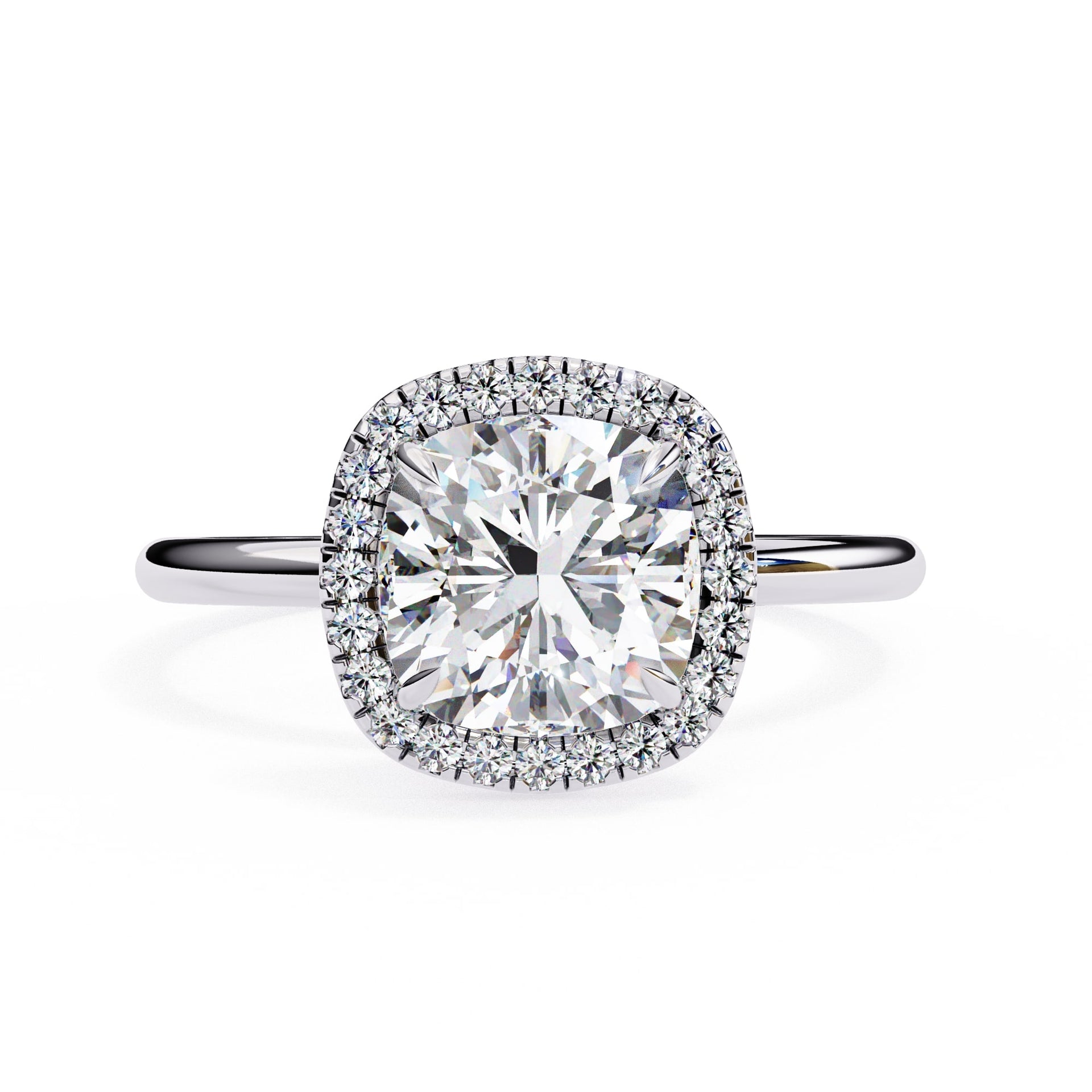 Cushion Cut Diamond Halo Engagement Ring
