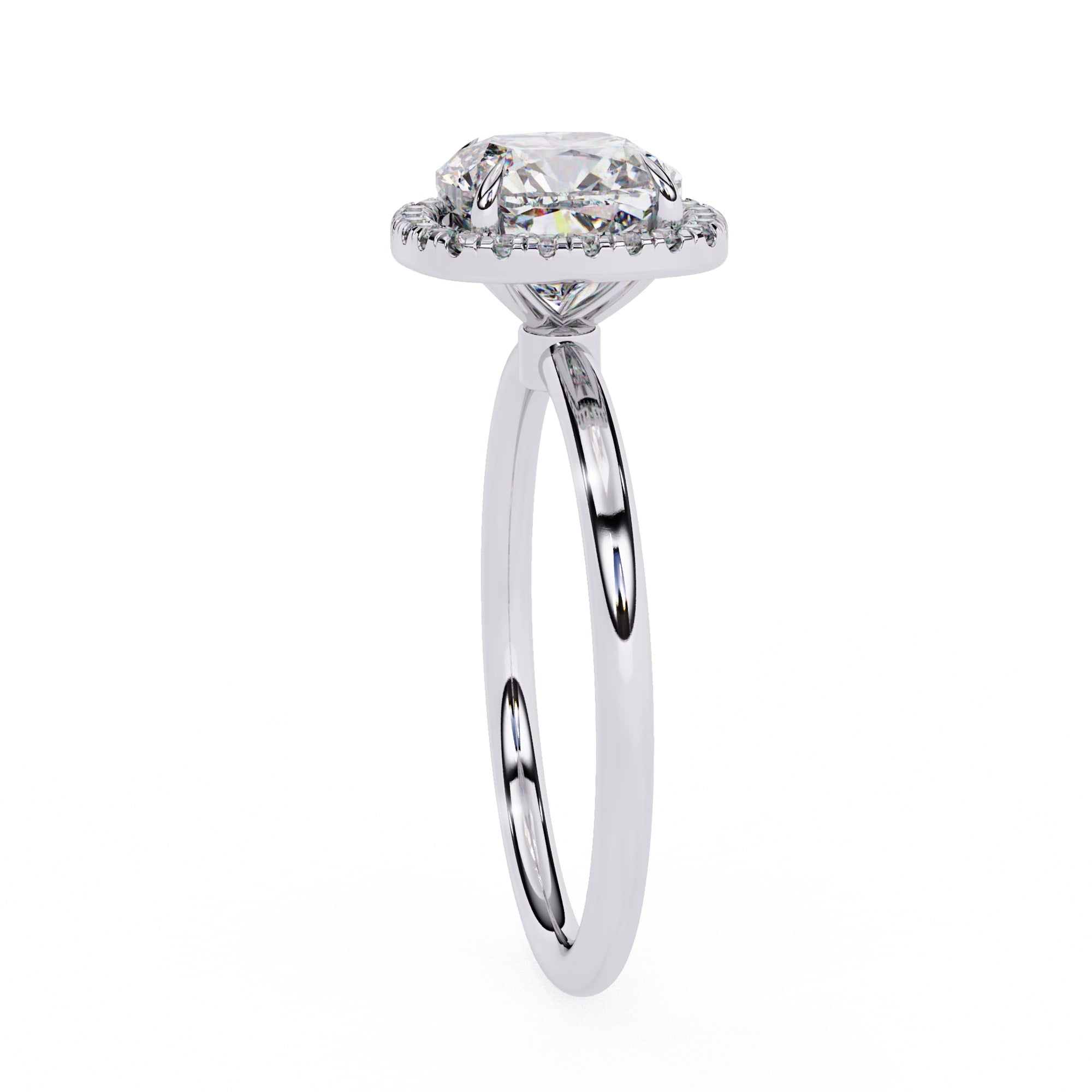 Cushion Cut Diamond Halo Engagement Ring