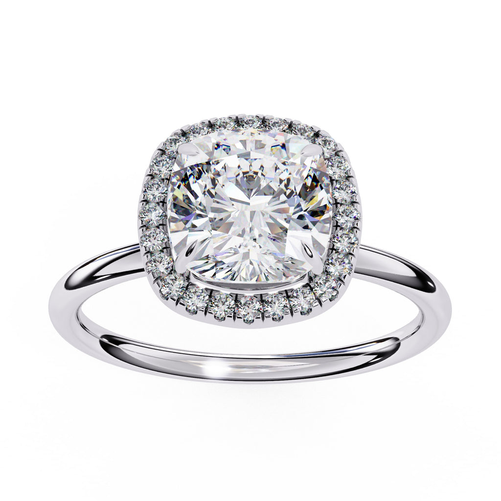 Cushion Cut Diamond Halo Engagement Ring