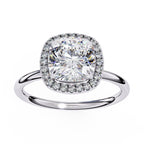 Cushion Cut Diamond Halo Engagement Ring