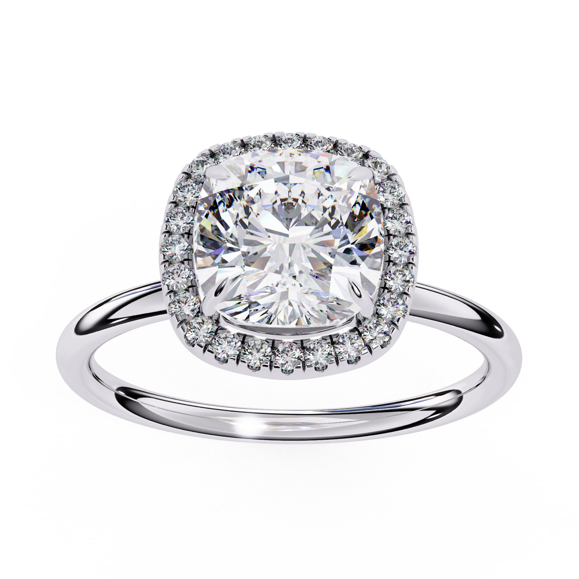 Cushion Cut Diamond Halo Engagement Ring