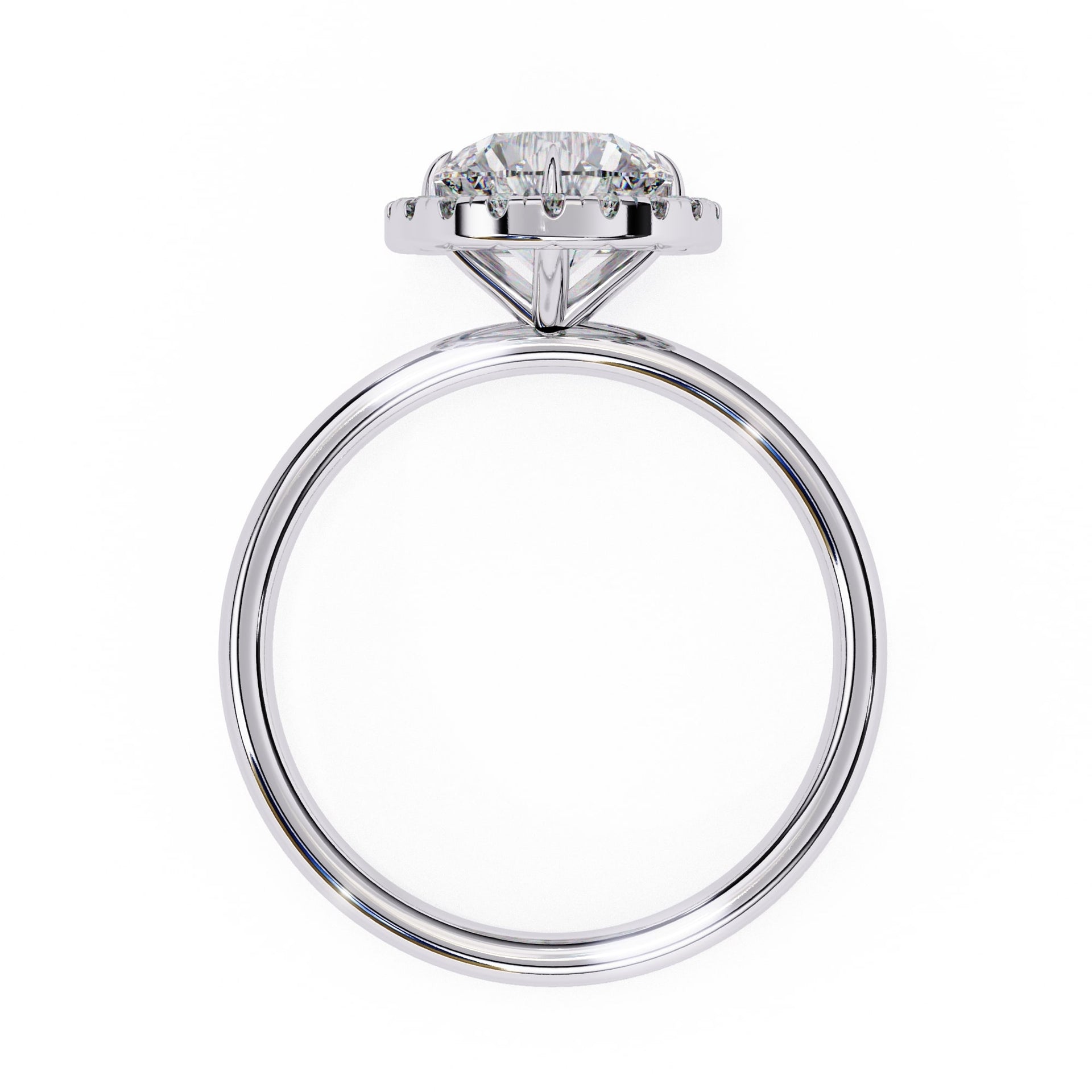 14K Yellow Gold Round Diamond Halo Ring