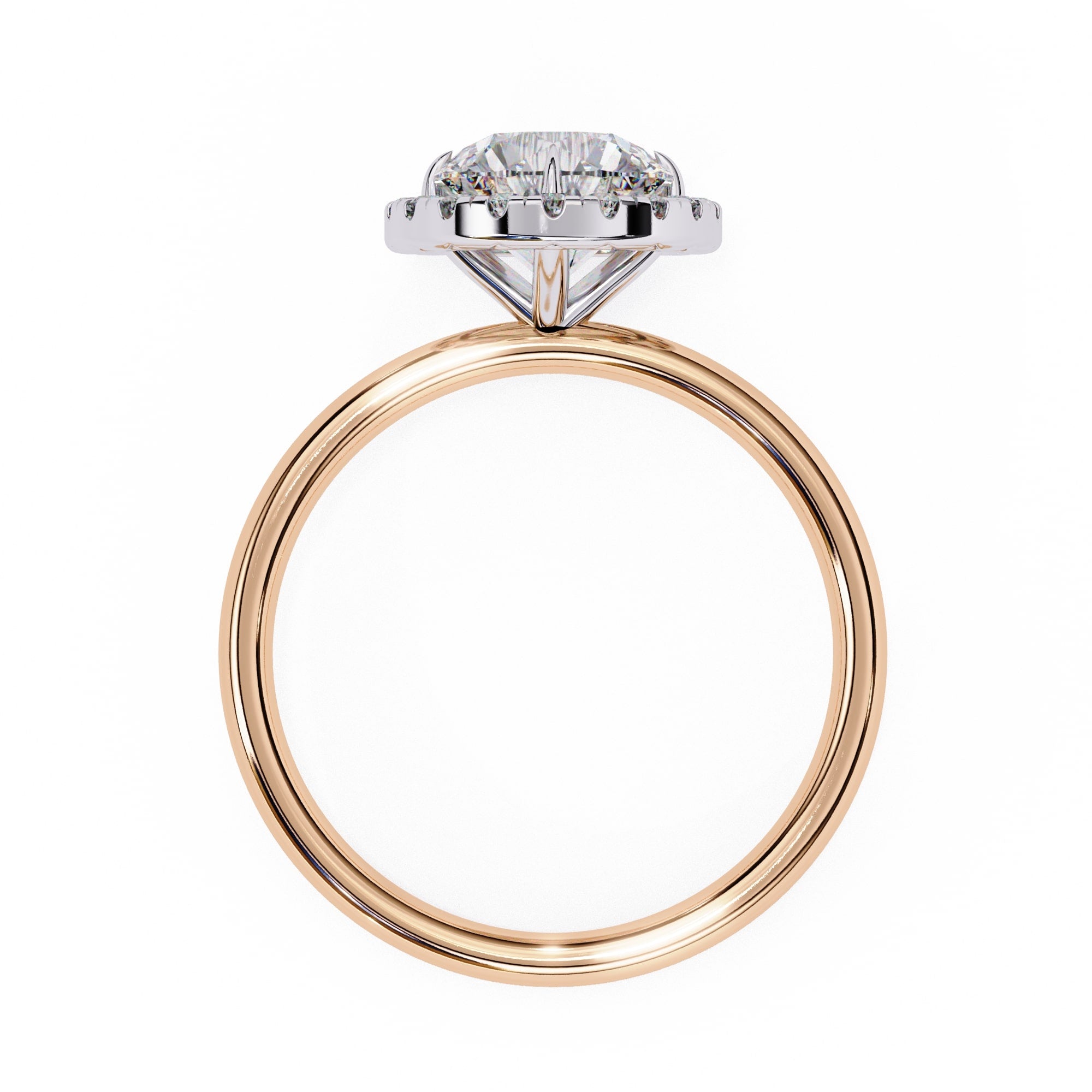 14K Yellow Gold Round Diamond Halo Ring