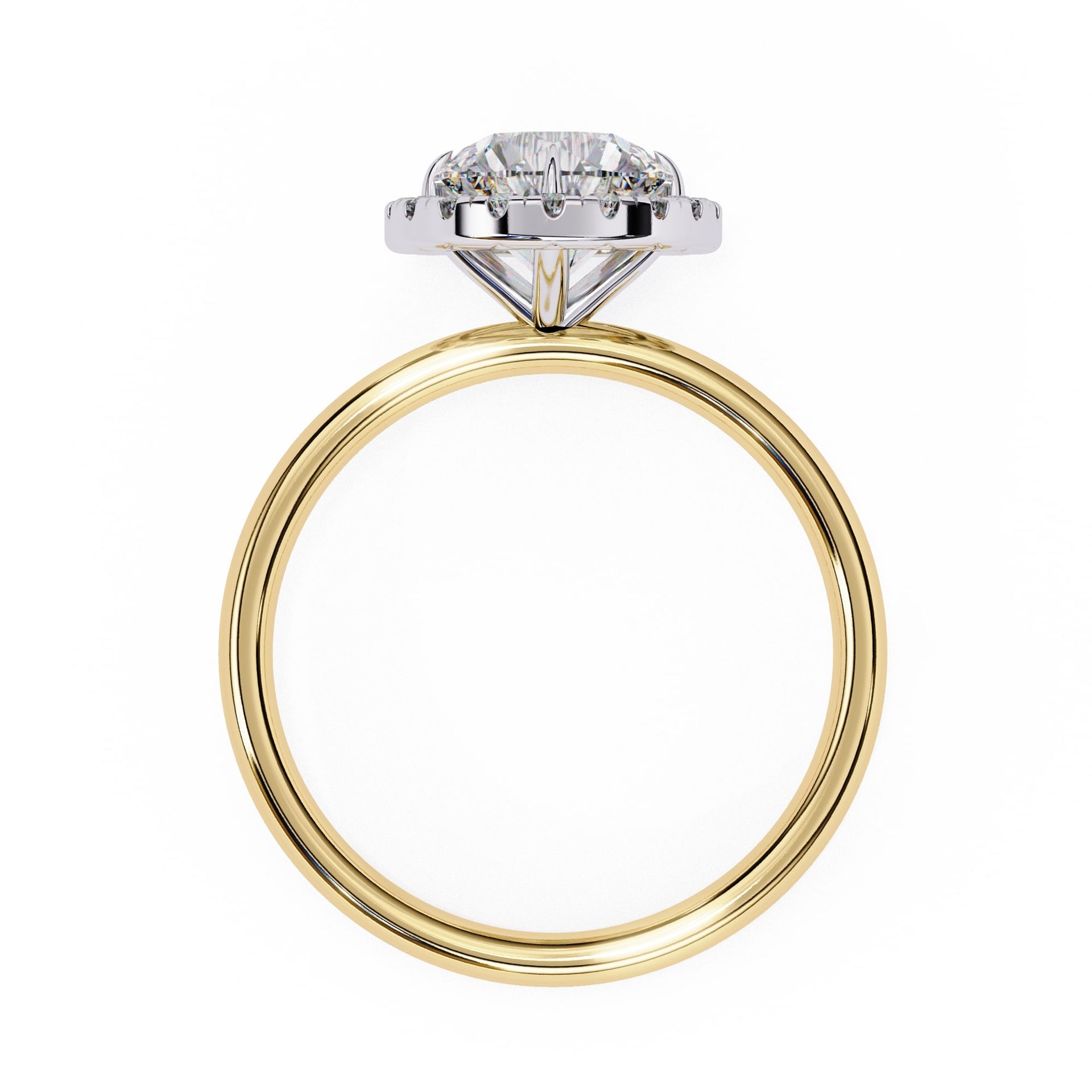14K Yellow Gold Round Diamond Halo Ring