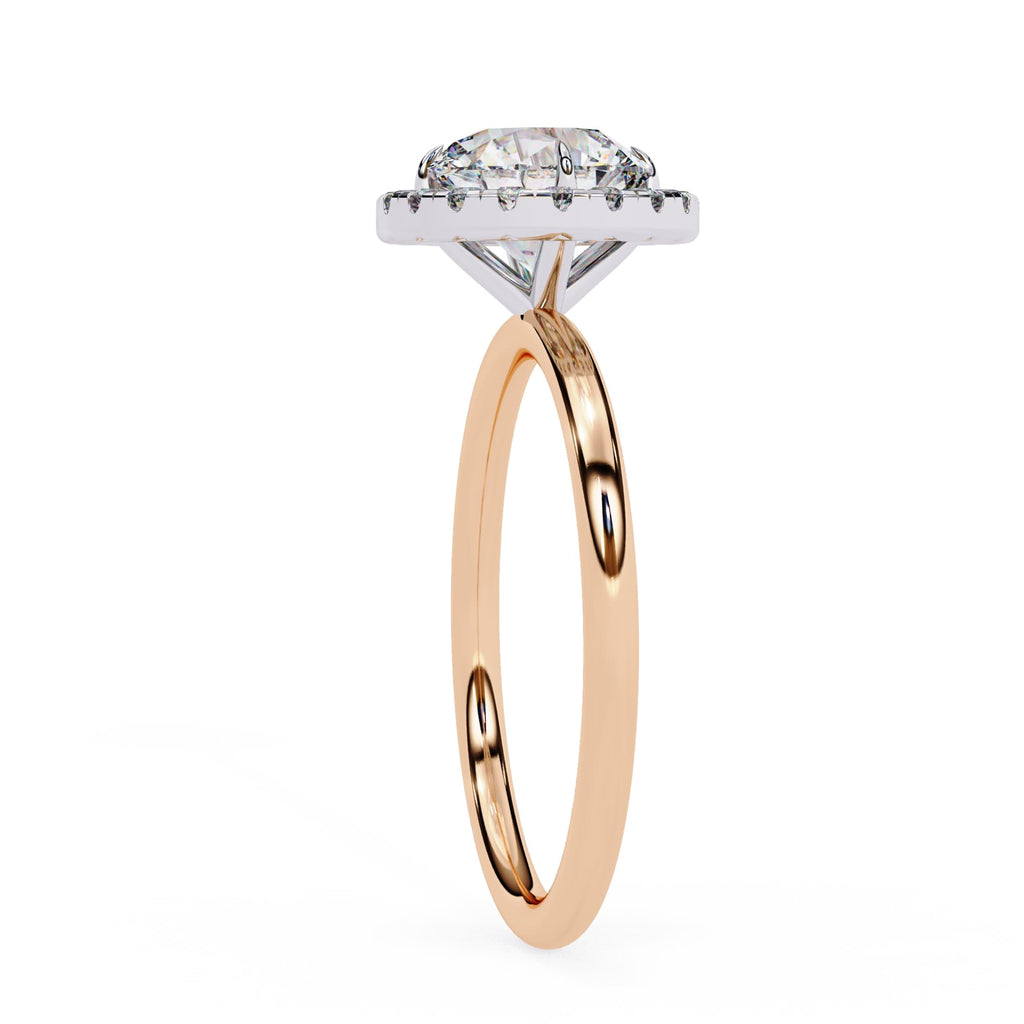 14K Yellow Gold Round Diamond Halo Ring