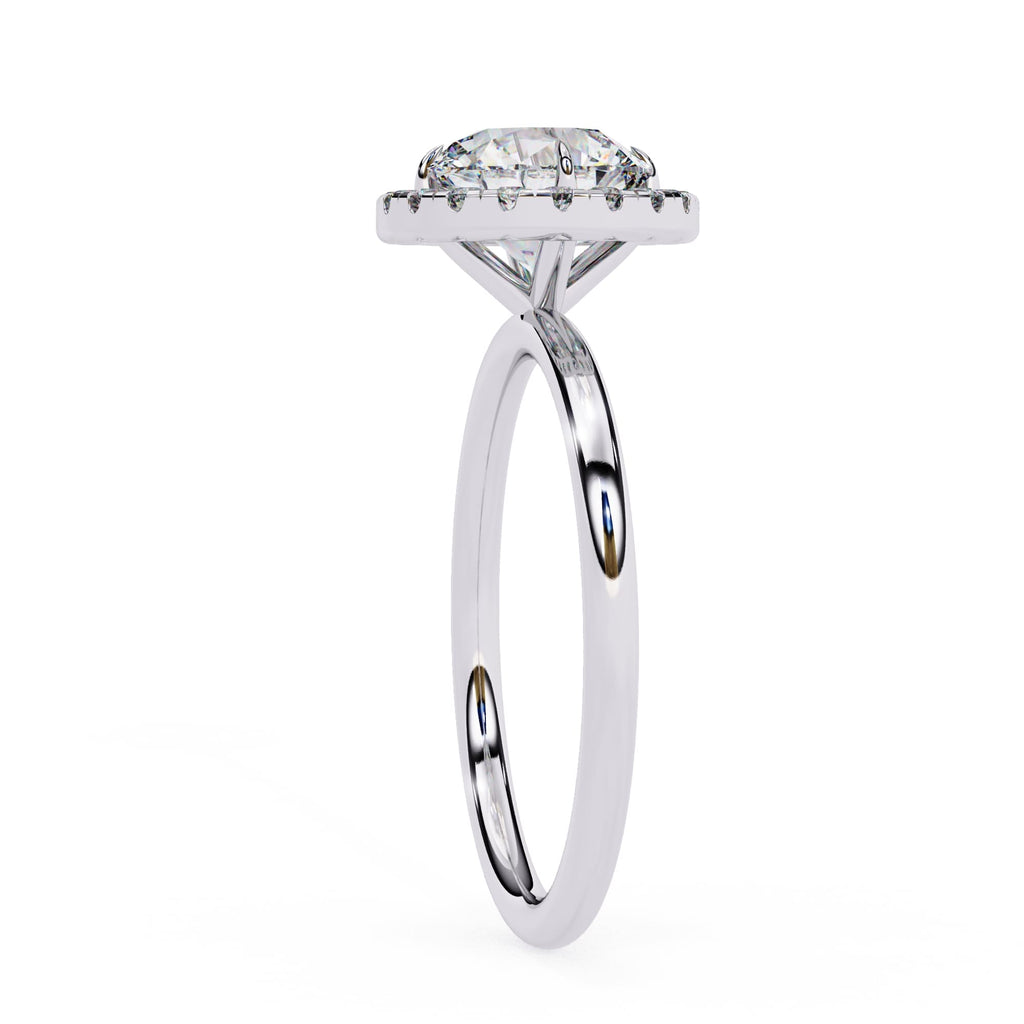 14K Yellow Gold Round Diamond Halo Ring