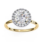 14K Yellow Gold Round Diamond Halo Ring