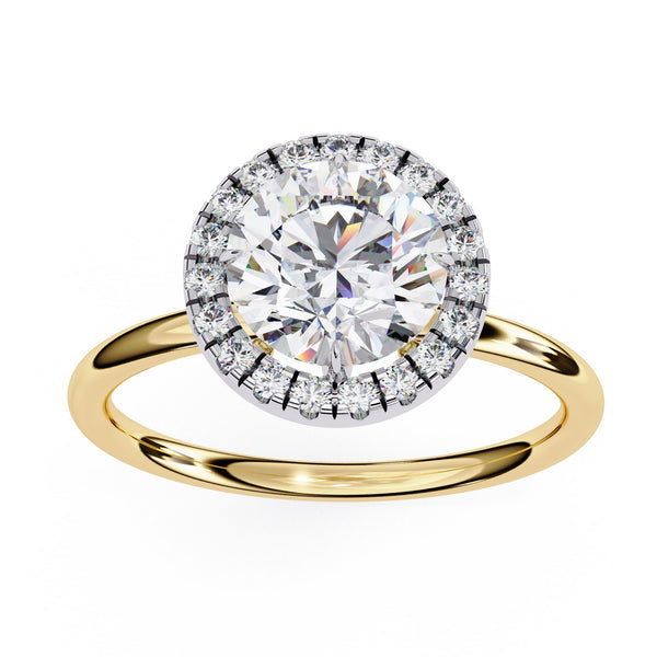 14K Yellow Gold Round Diamond Halo Ring