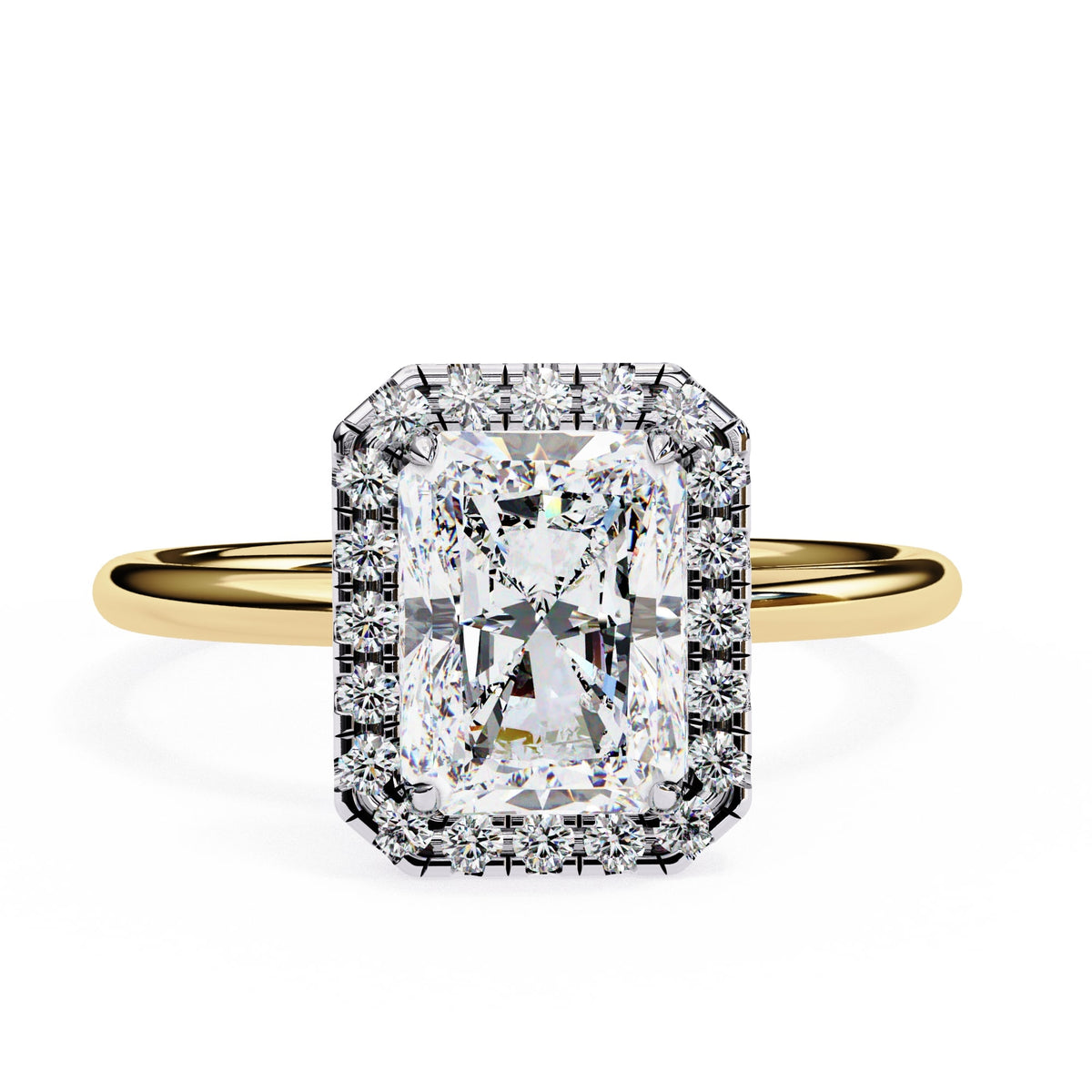 Radiant Cut Diamond Halo Engagement Ring
