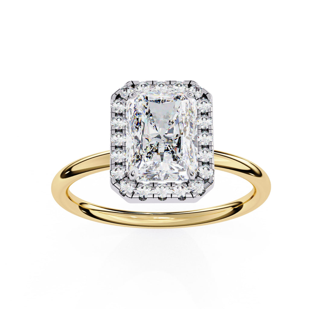 Radiant Cut Diamond Halo Engagement Ring