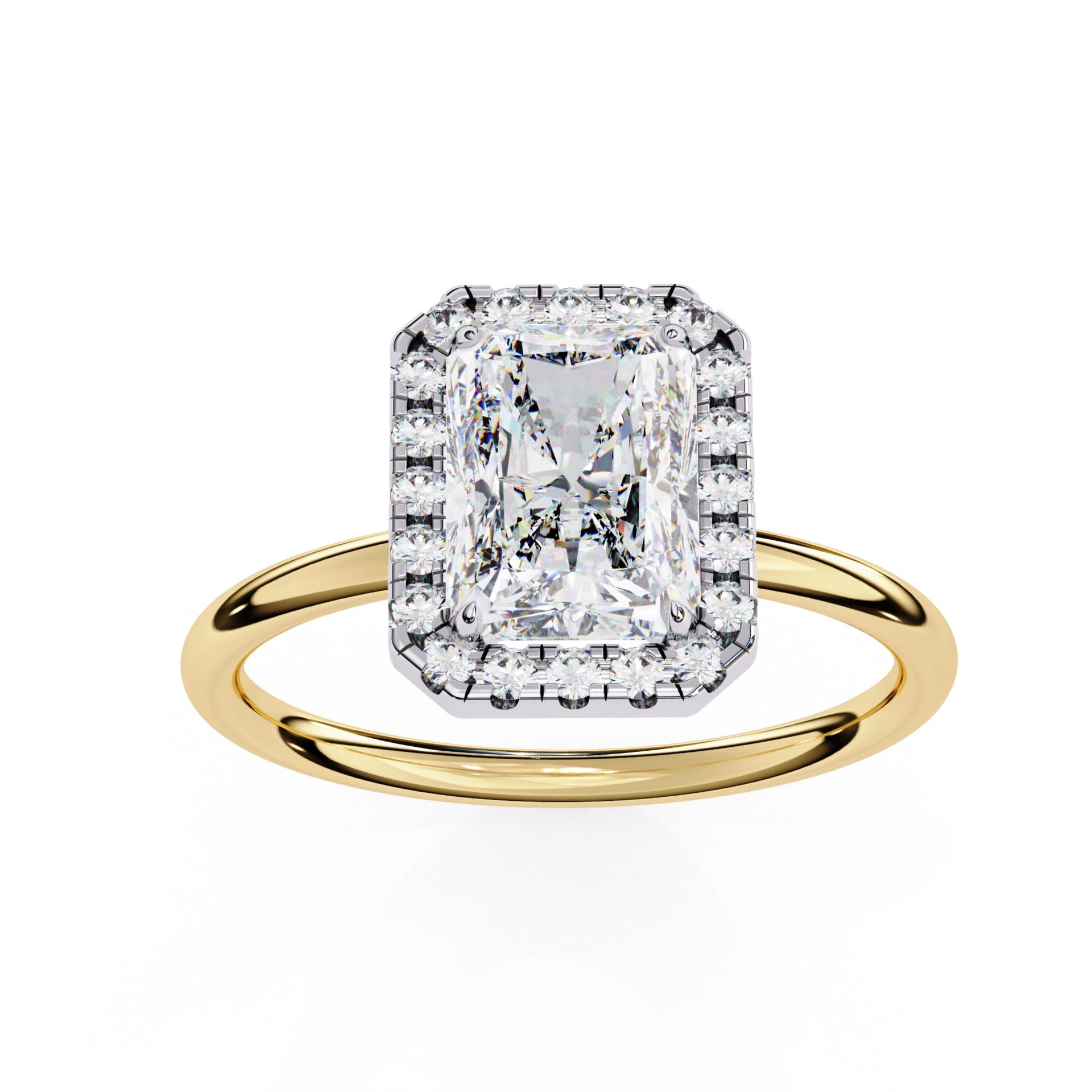 Radiant Cut Diamond Halo Engagement Ring