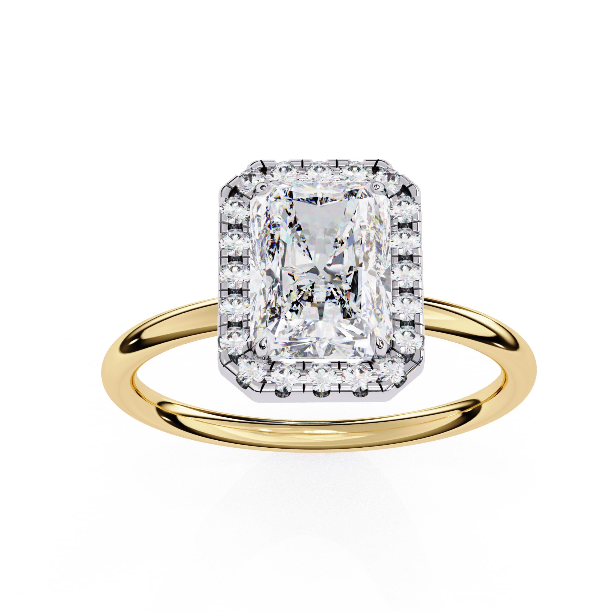 Radiant Cut Diamond Halo Engagement Ring
