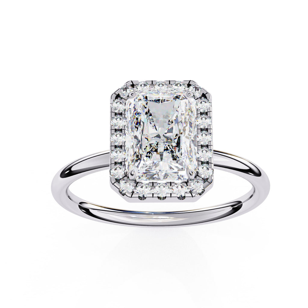 Radiant Cut Diamond Halo Engagement Ring