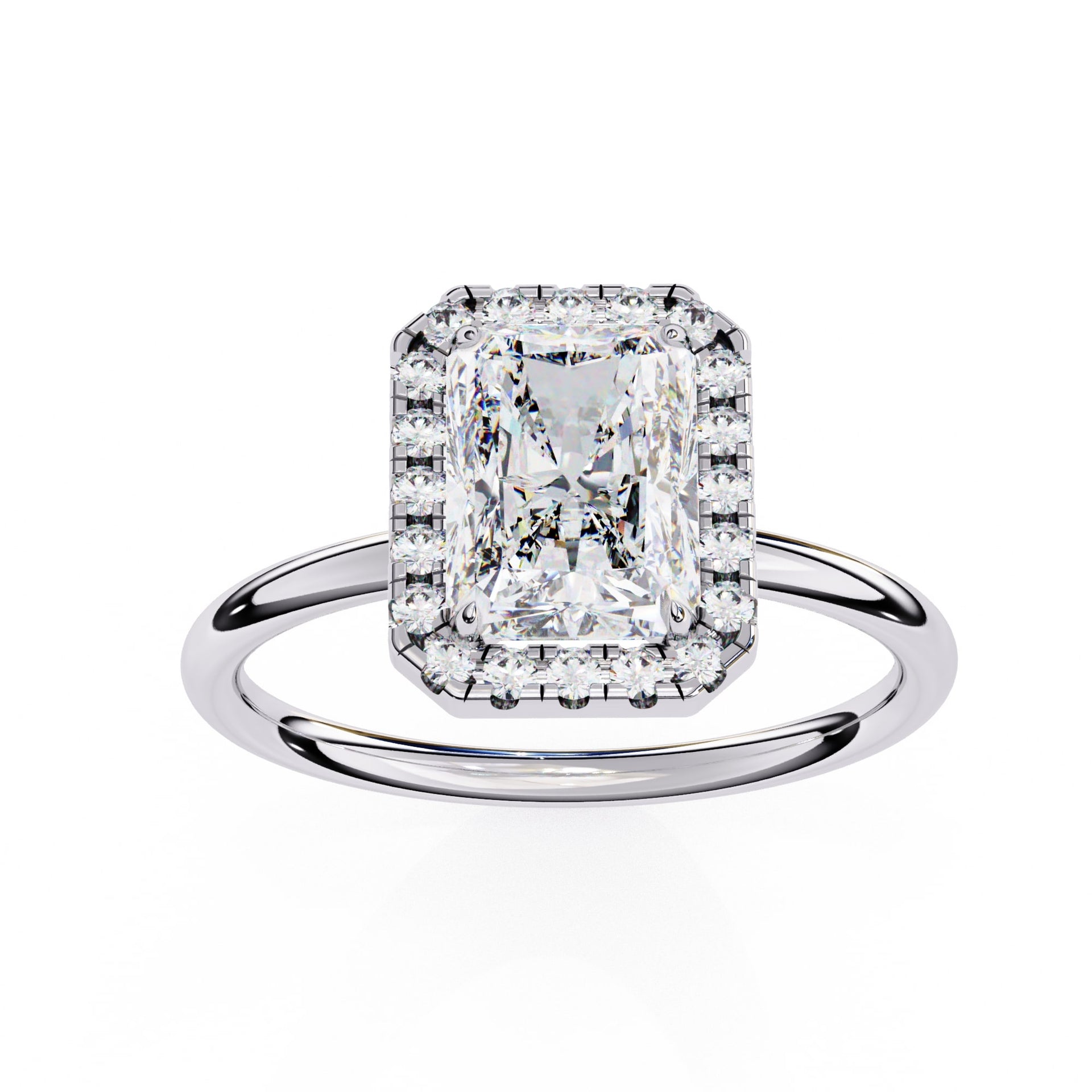 Radiant Cut Diamond Halo Engagement Ring