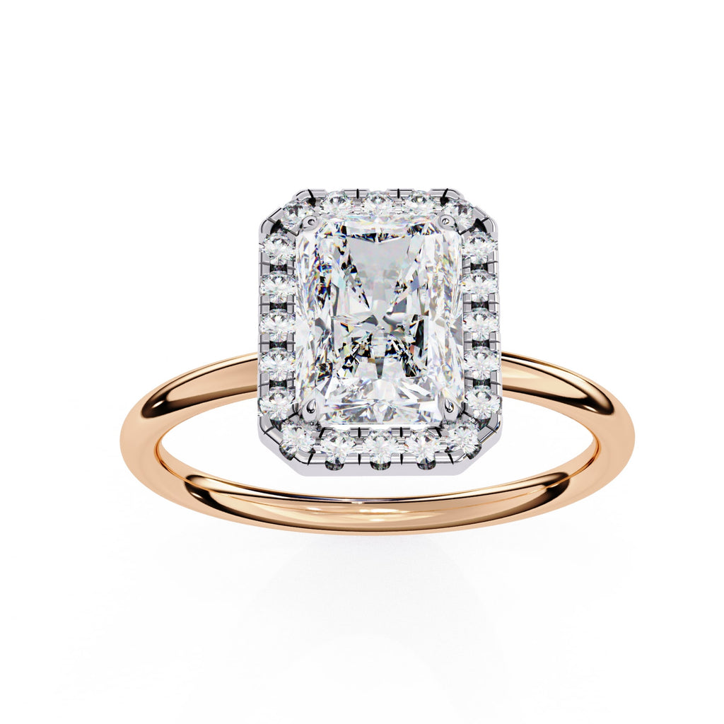 Radiant Cut Diamond Halo Engagement Ring