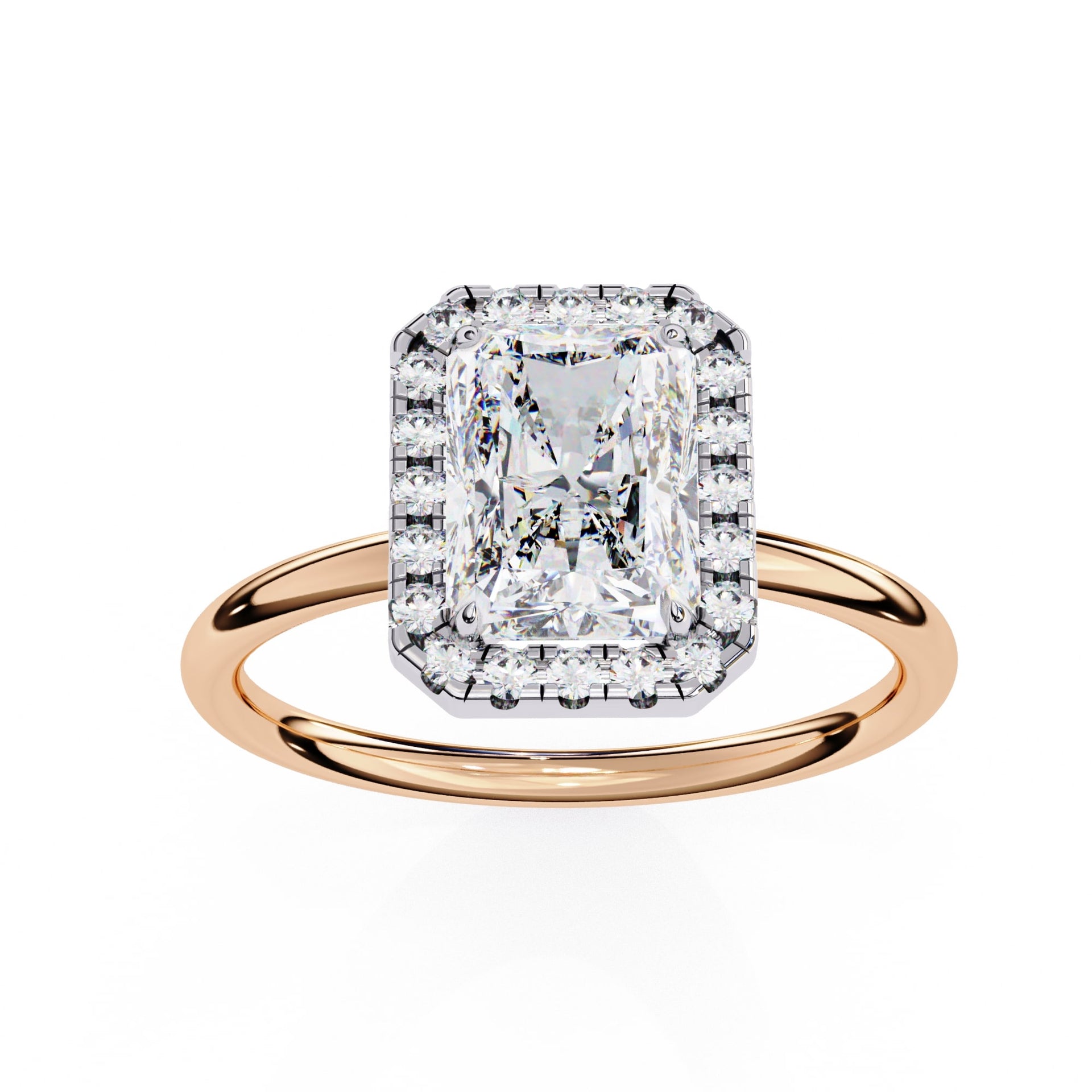 Radiant Cut Diamond Halo Engagement Ring