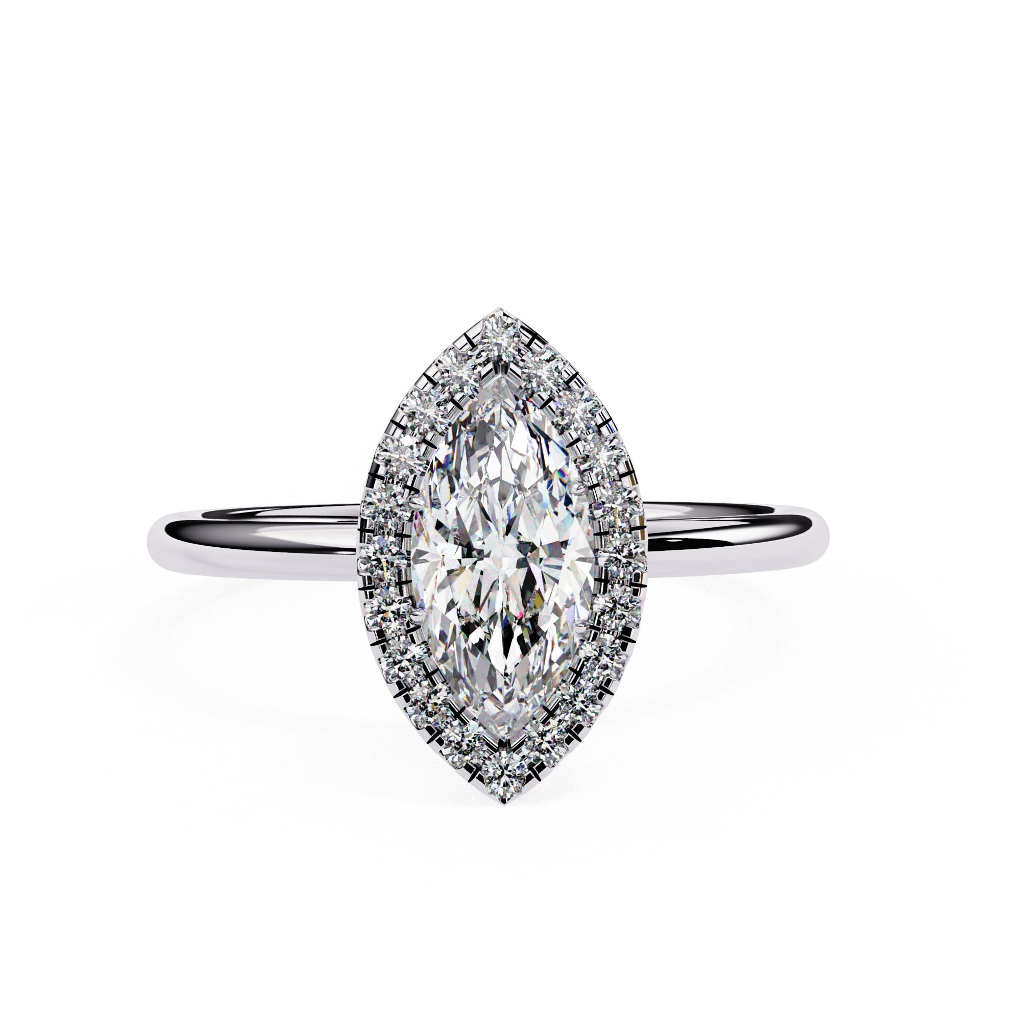 Marquise Cut Diamond Ring With Halo Setting