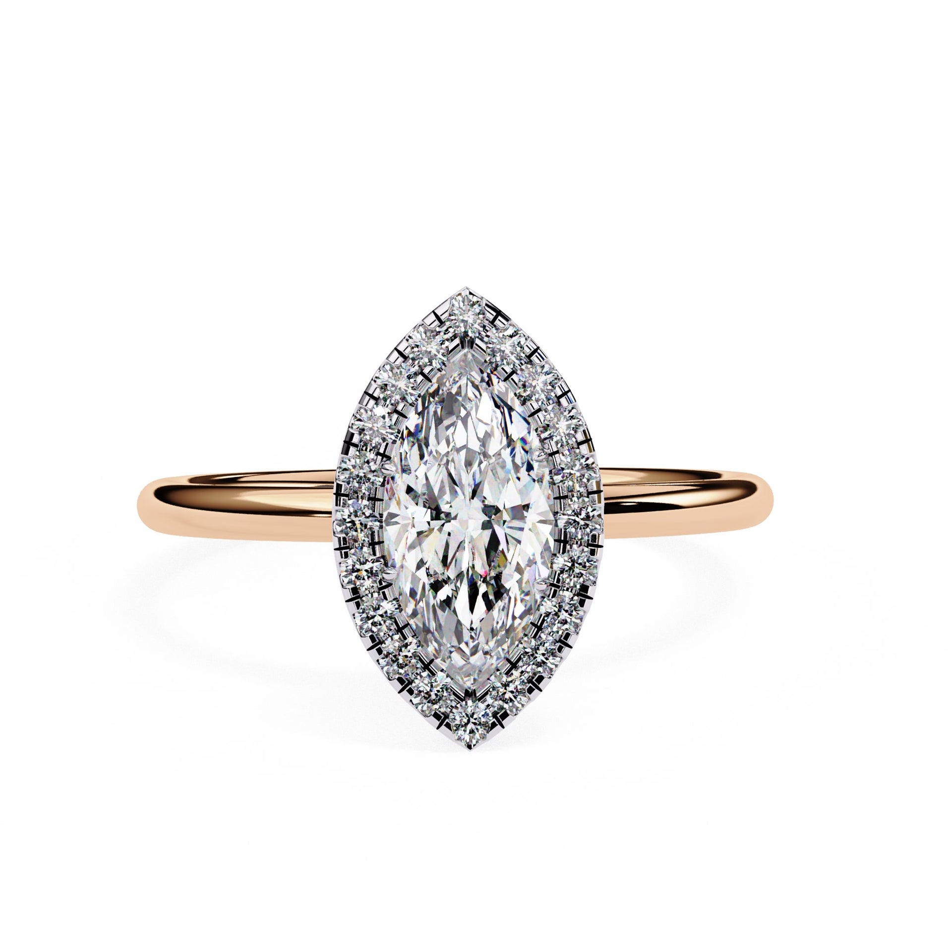 Marquise Cut Diamond Ring With Halo Setting