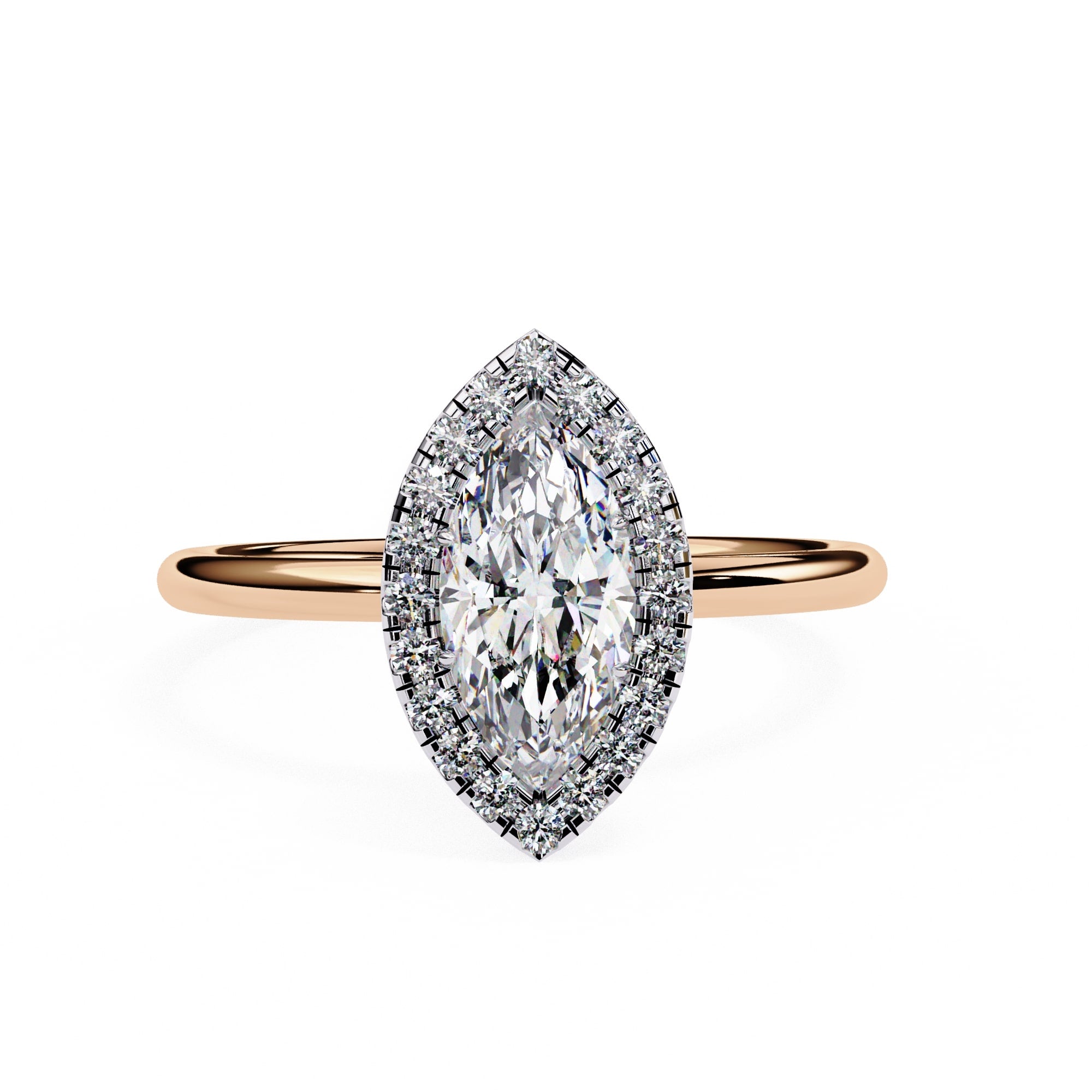 Marquise Cut Diamond Ring With Halo Setting