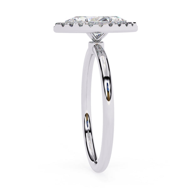 .98 Carat Lab Created Marquise Cut Diamond Halo Engagement Ring
