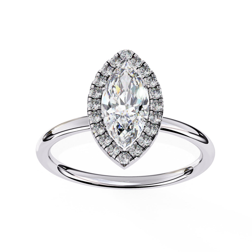 Marquise Cut Diamond Ring With Halo Setting