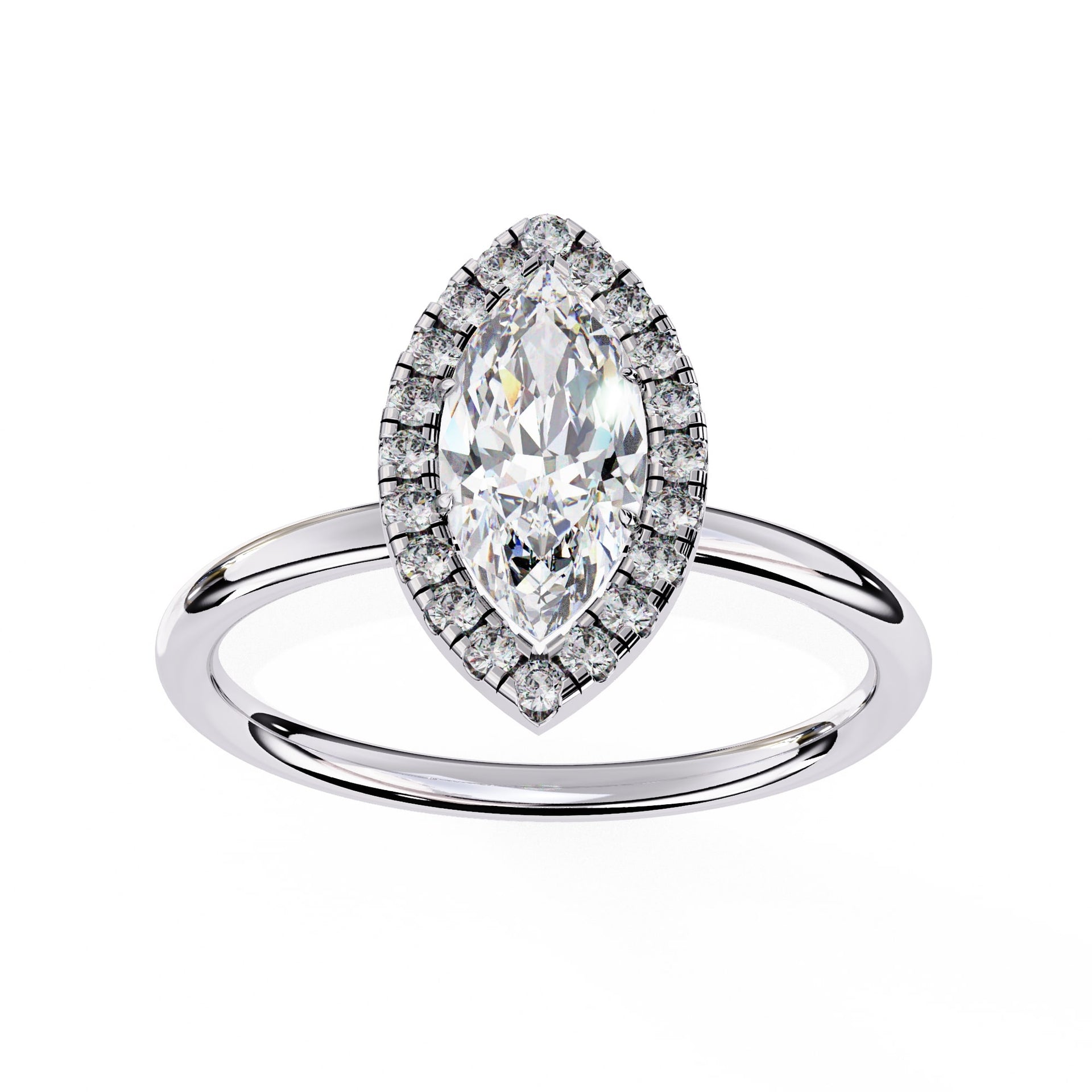 Marquise Cut Diamond Ring With Halo Setting