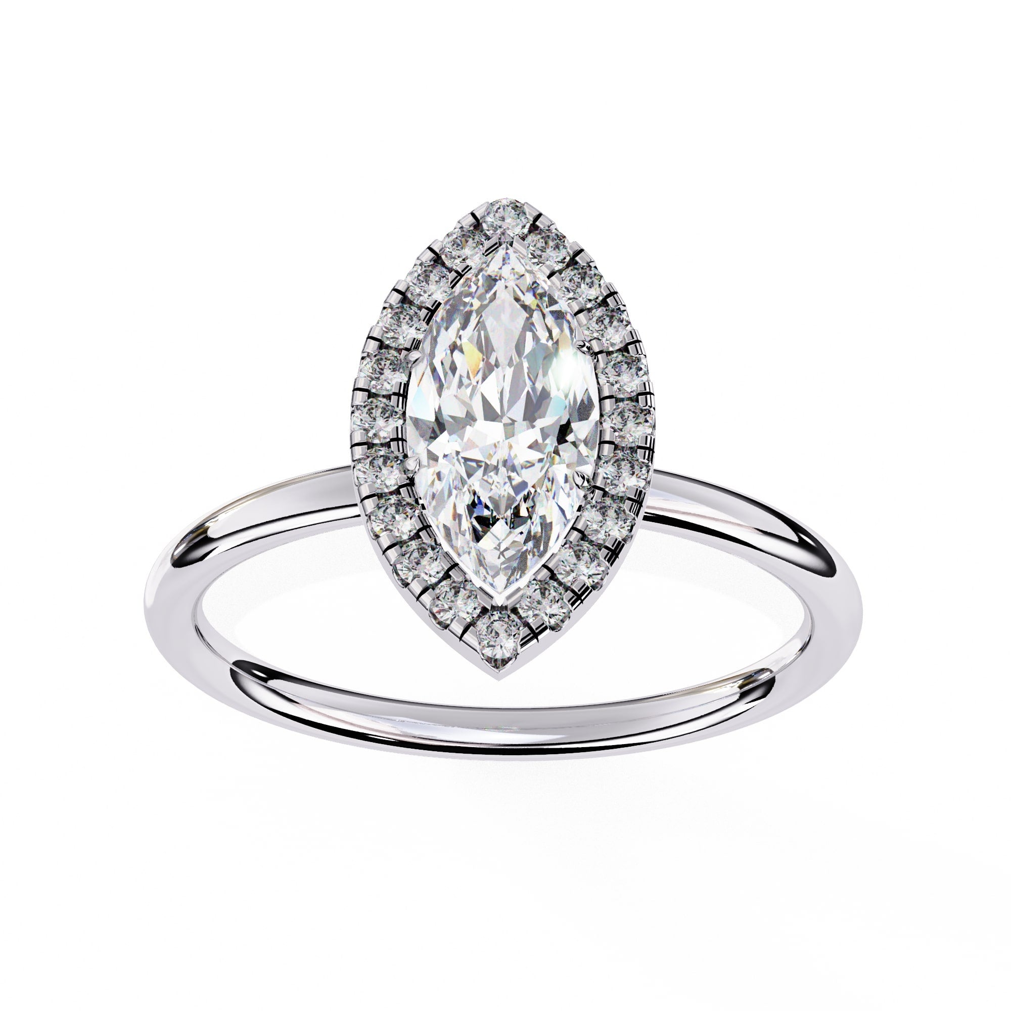 Marquise Cut Diamond Ring With Halo Setting