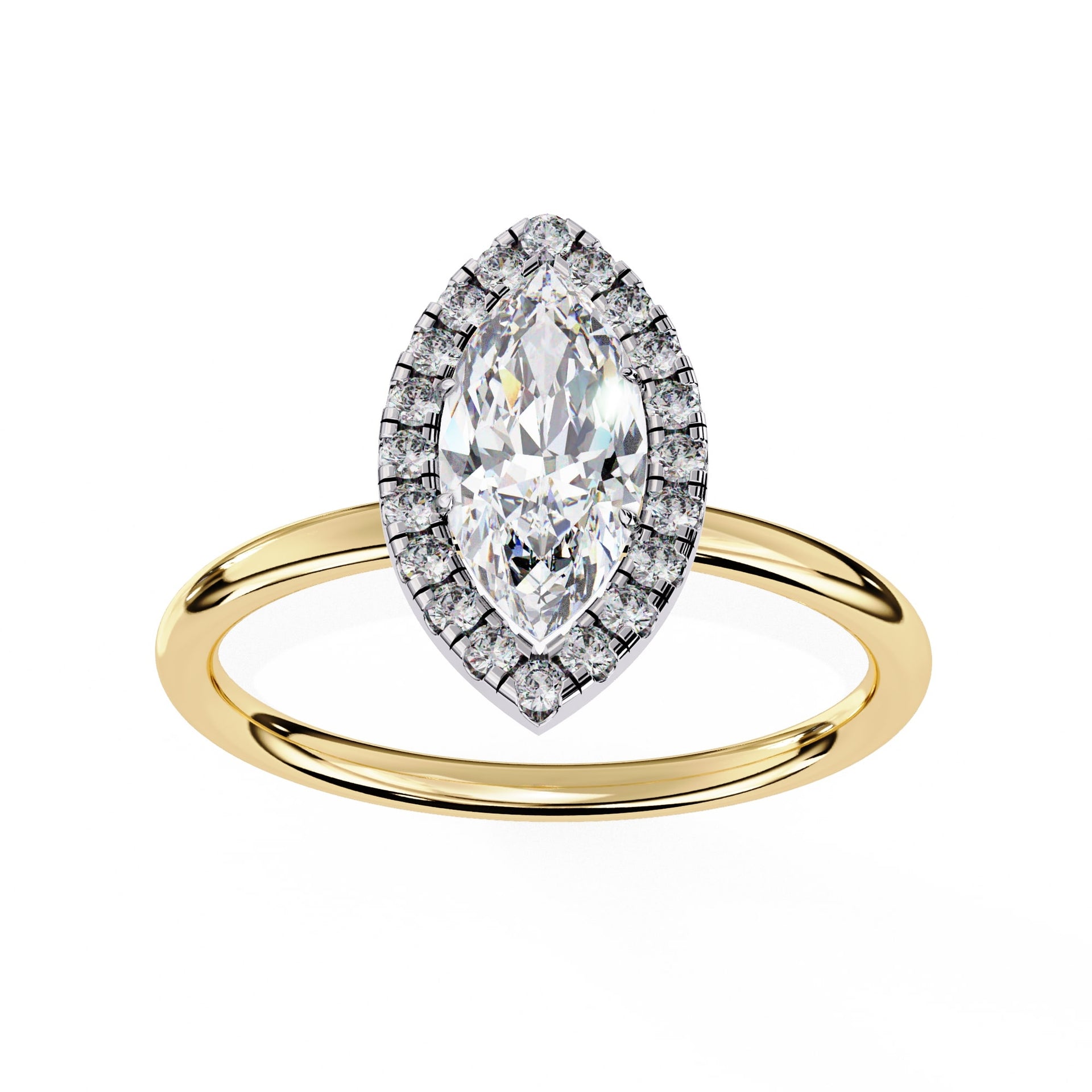 Marquise Cut Diamond Ring With Halo Setting