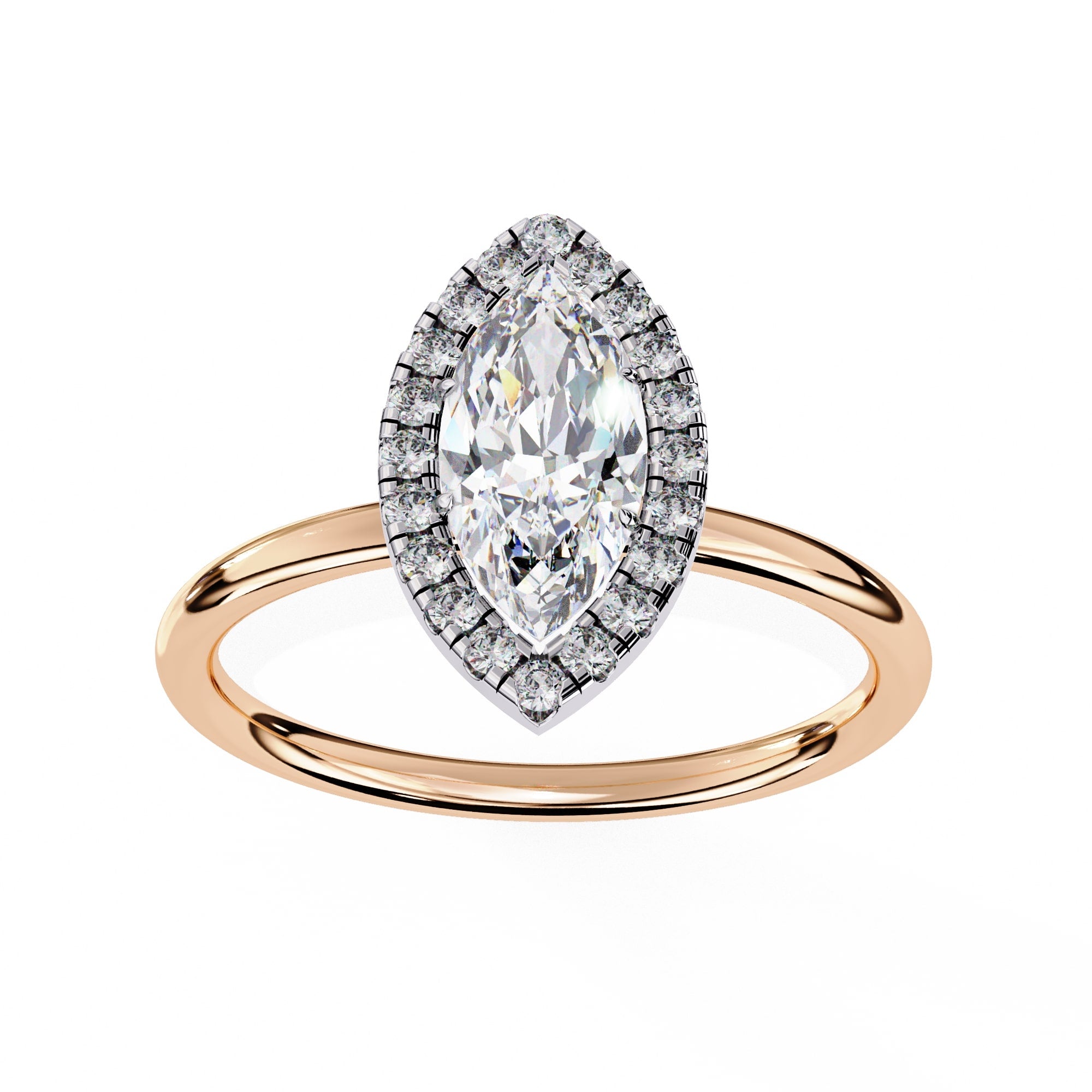 Marquise Cut Diamond Ring With Halo Setting