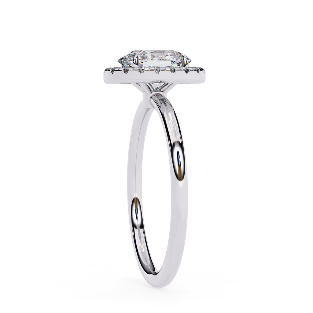 Oval Cut Lab Diamond Halo Engagement Ring