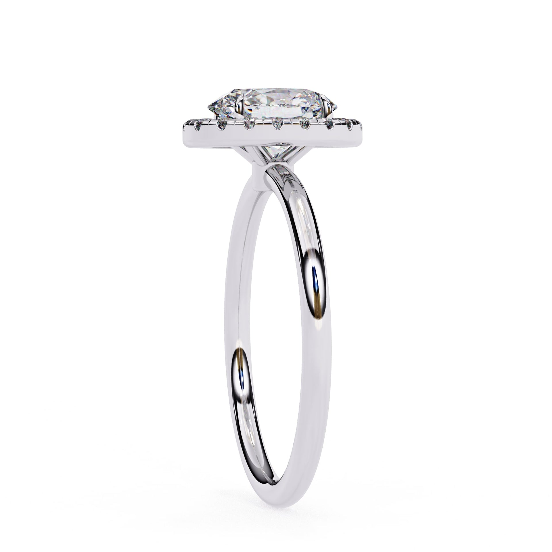 Oval Cut Lab Diamond Halo Engagement Ring