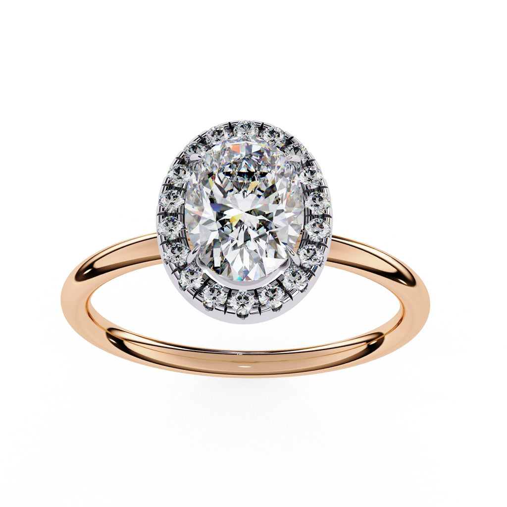 Oval Cut Lab Diamond Halo Engagement Ring