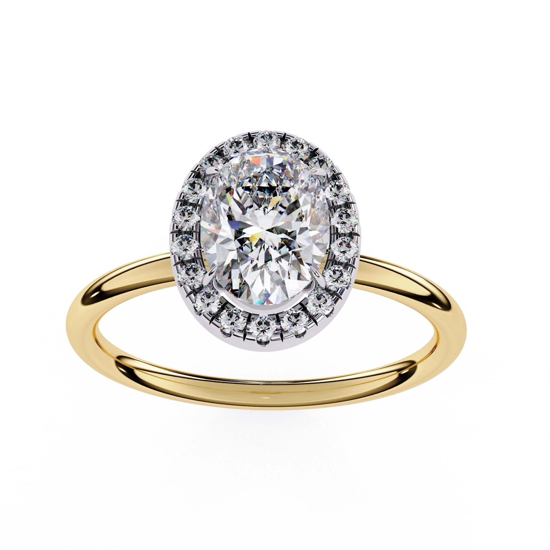 Oval Cut Lab Diamond Halo Engagement Ring