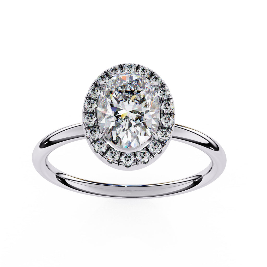 Oval Cut Lab Diamond Halo Engagement Ring