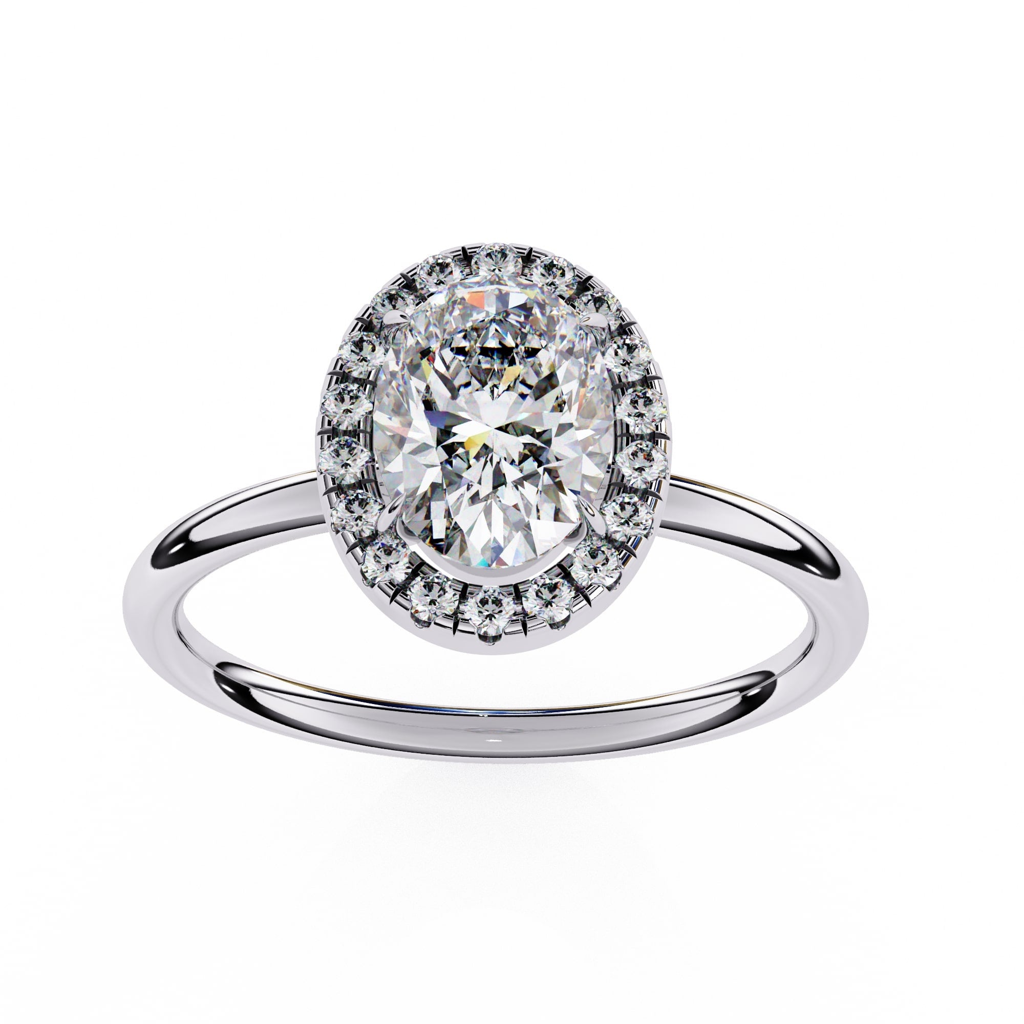 Oval Cut Lab Diamond Halo Engagement Ring