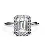 Unique Emerald Cut Diamond Halo Engagement Ring