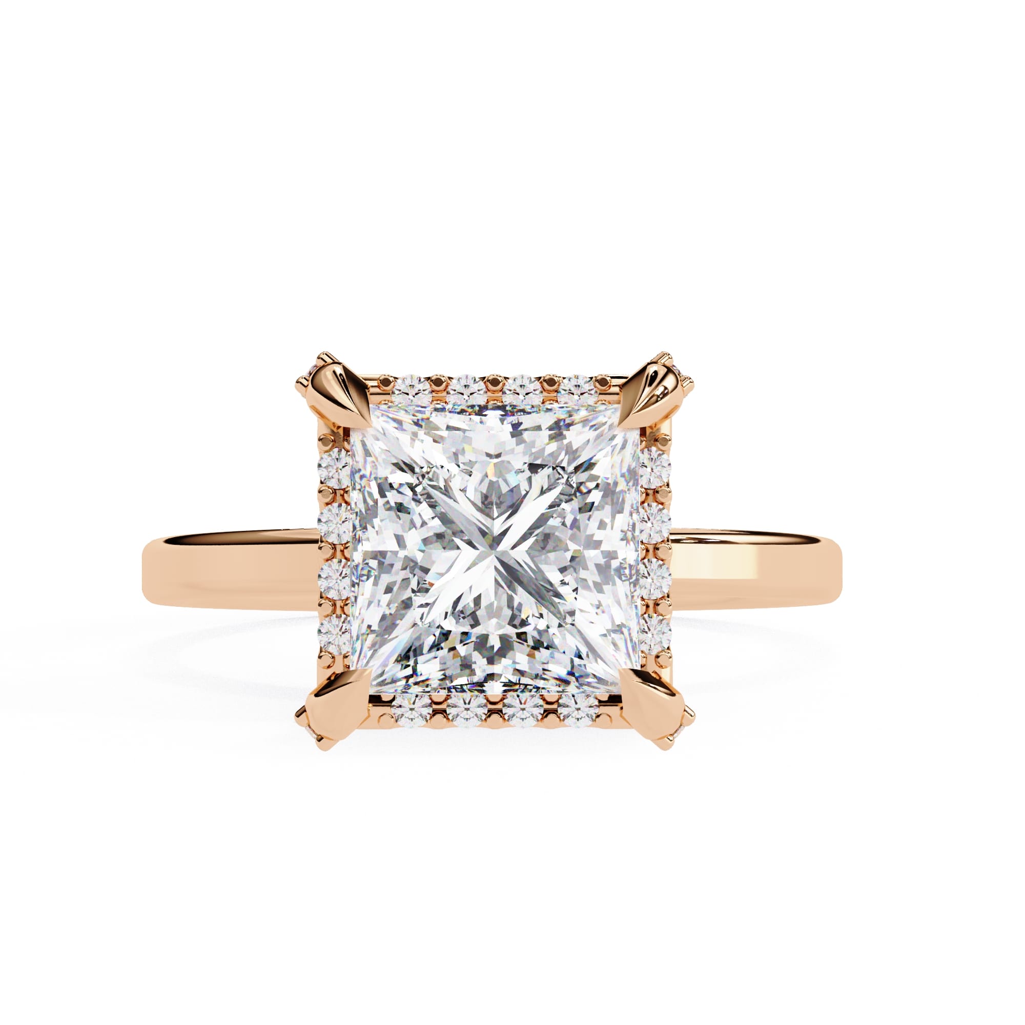 Princess Cut Big Diamond Ring With Halo Setting