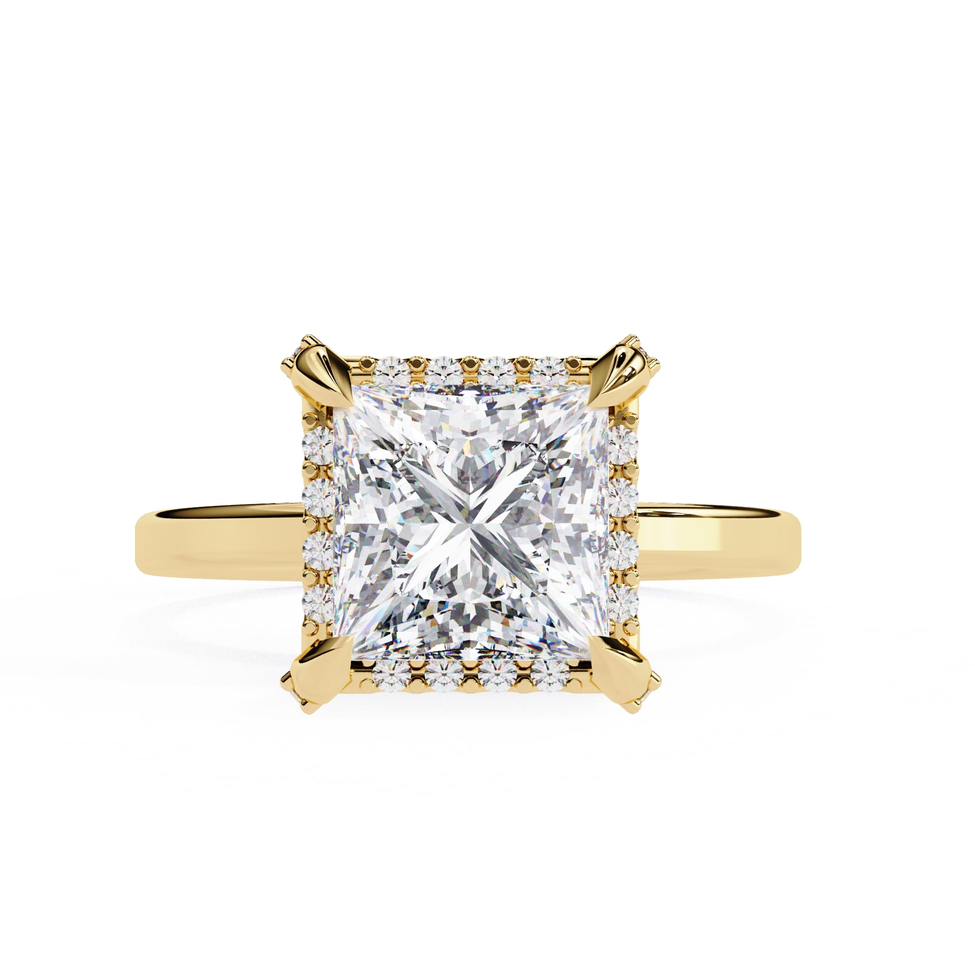 Princess Cut Big Diamond Ring With Halo Setting