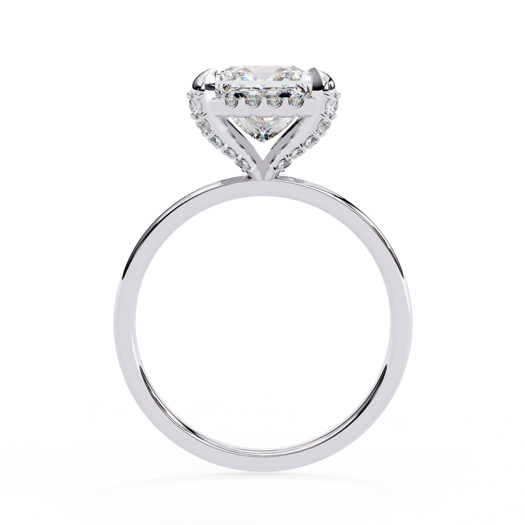 Princess Cut Big Diamond Ring With Halo Setting