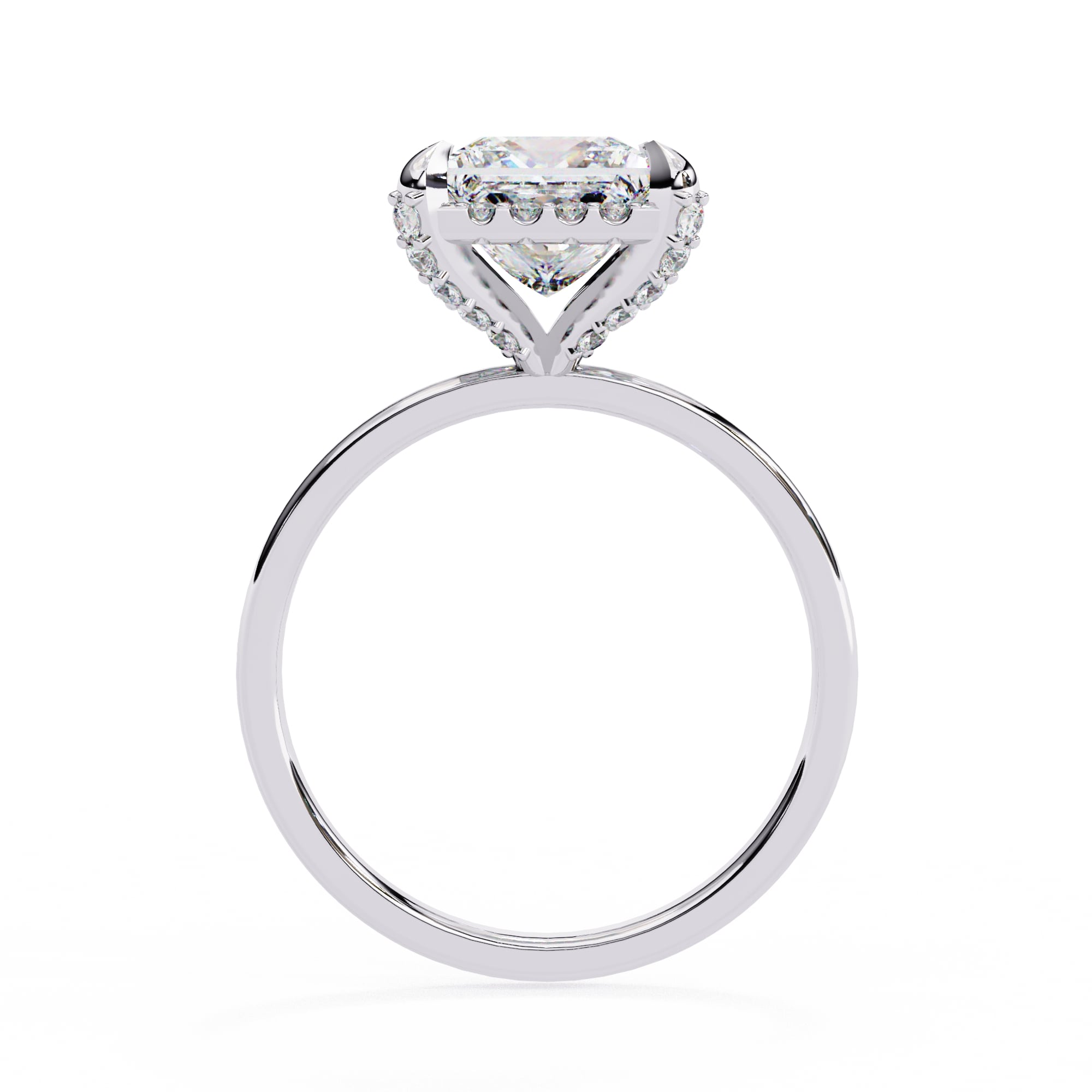 Princess Cut Big Diamond Ring With Halo Setting