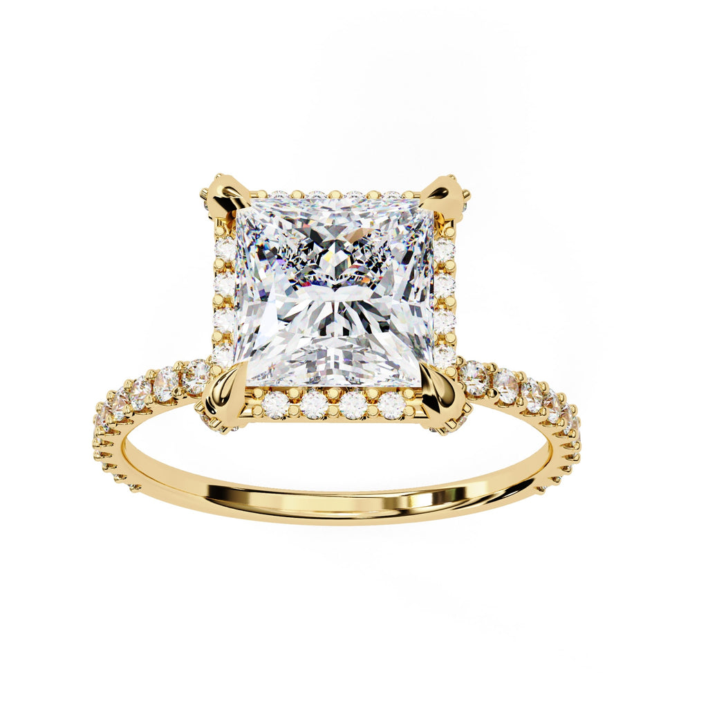 Princess Cut Diamond Solitaire Accent Ring