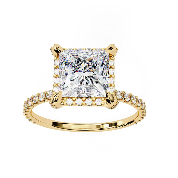 Lab Grown Princess Cut Diamond Solitaire Accent Ring
