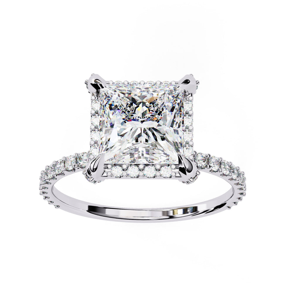 Princess Cut Diamond Solitaire Accent Ring