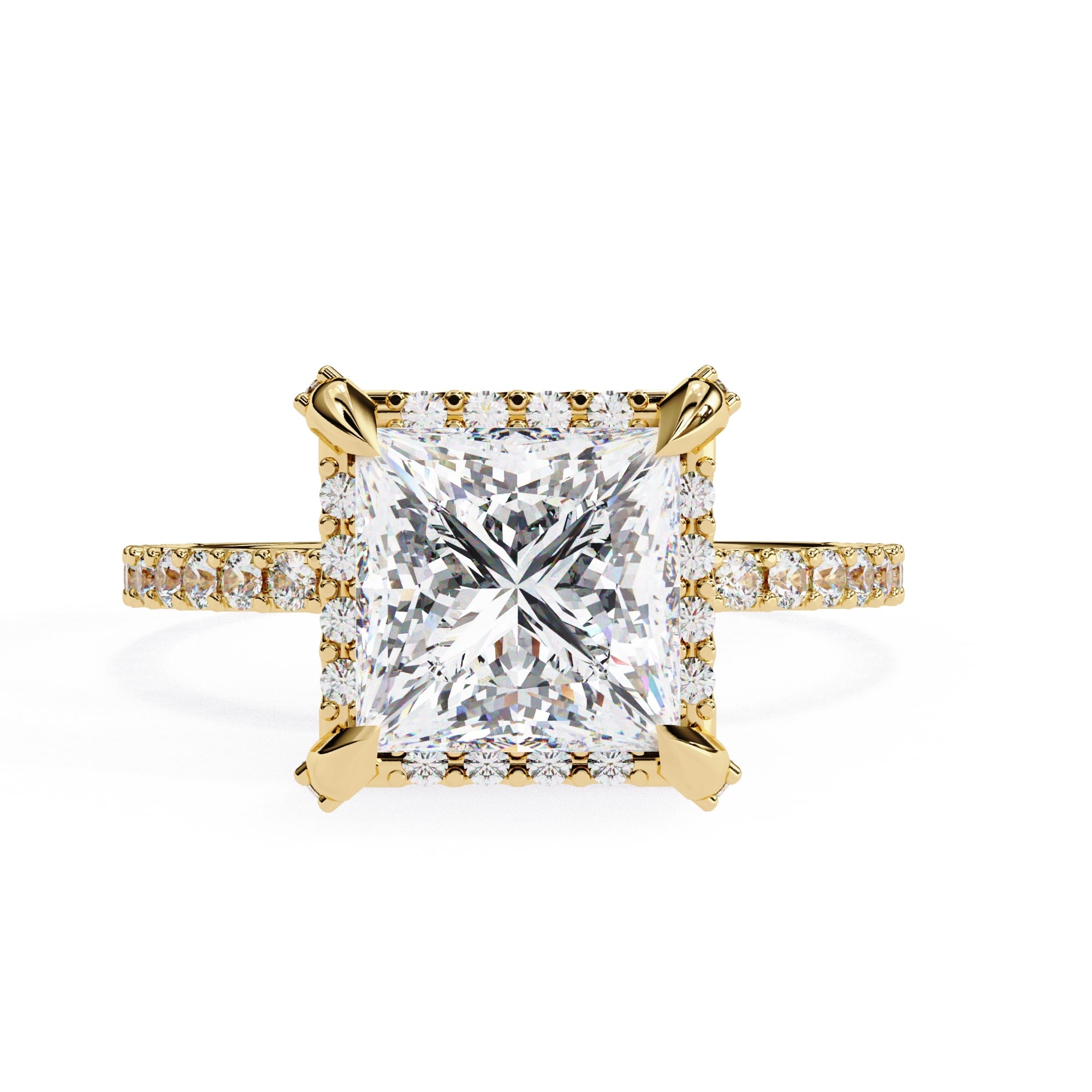 Princess Cut Diamond Solitaire Accent Ring