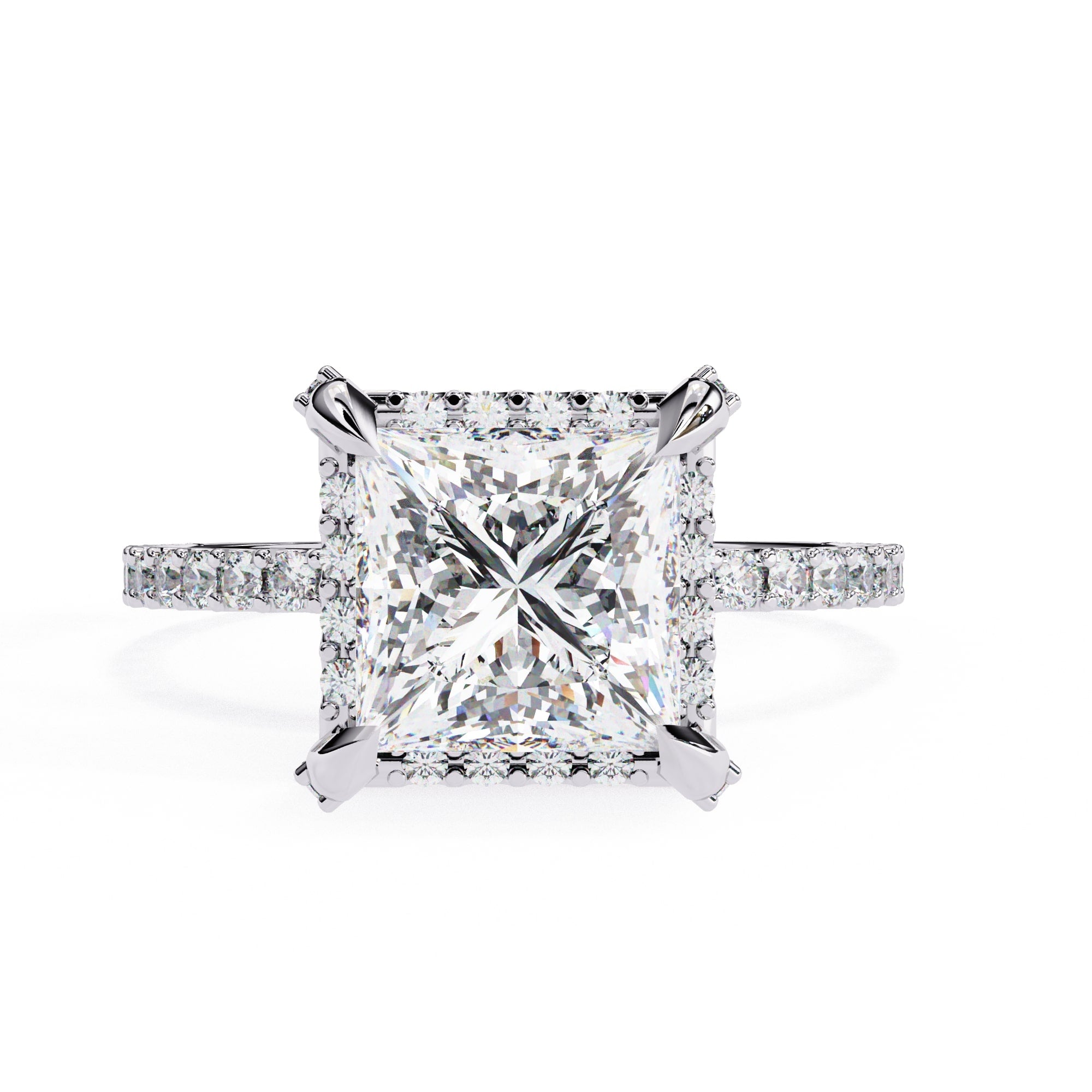 Princess Cut Diamond Solitaire Accent Ring