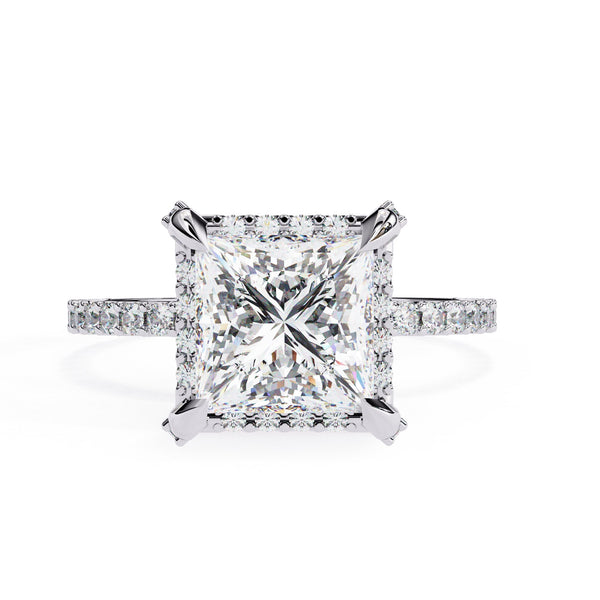 Lab Grown Princess Cut Diamond Solitaire Accent Ring