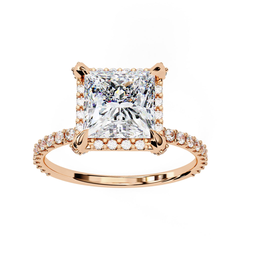 Princess Cut Diamond Solitaire Accent Ring