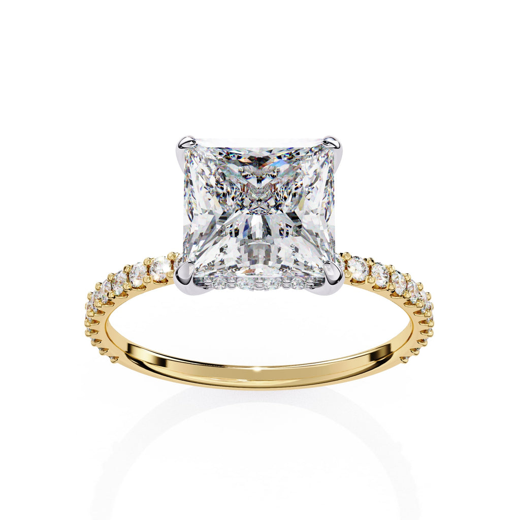 Princess Diamond Hidden Halo  Engagement Ring