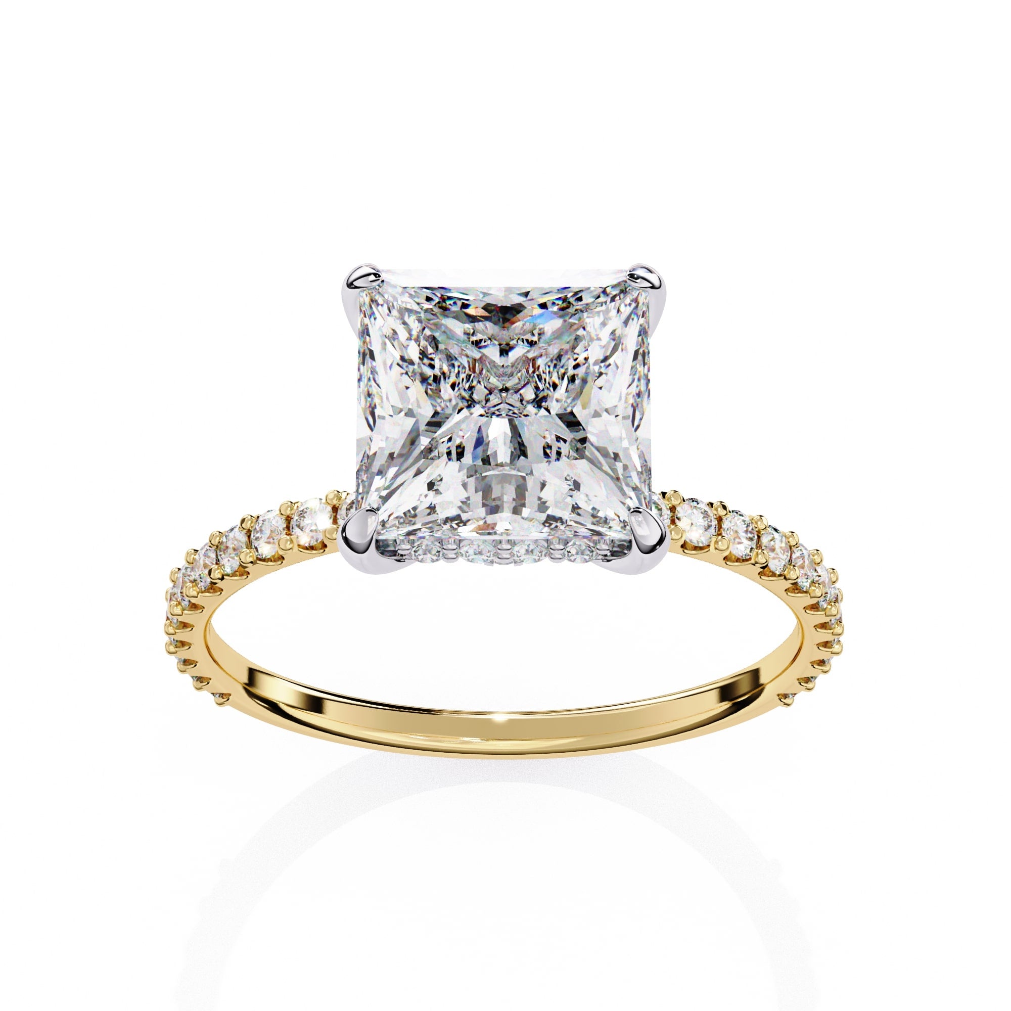 Princess Diamond Hidden Halo  Engagement Ring